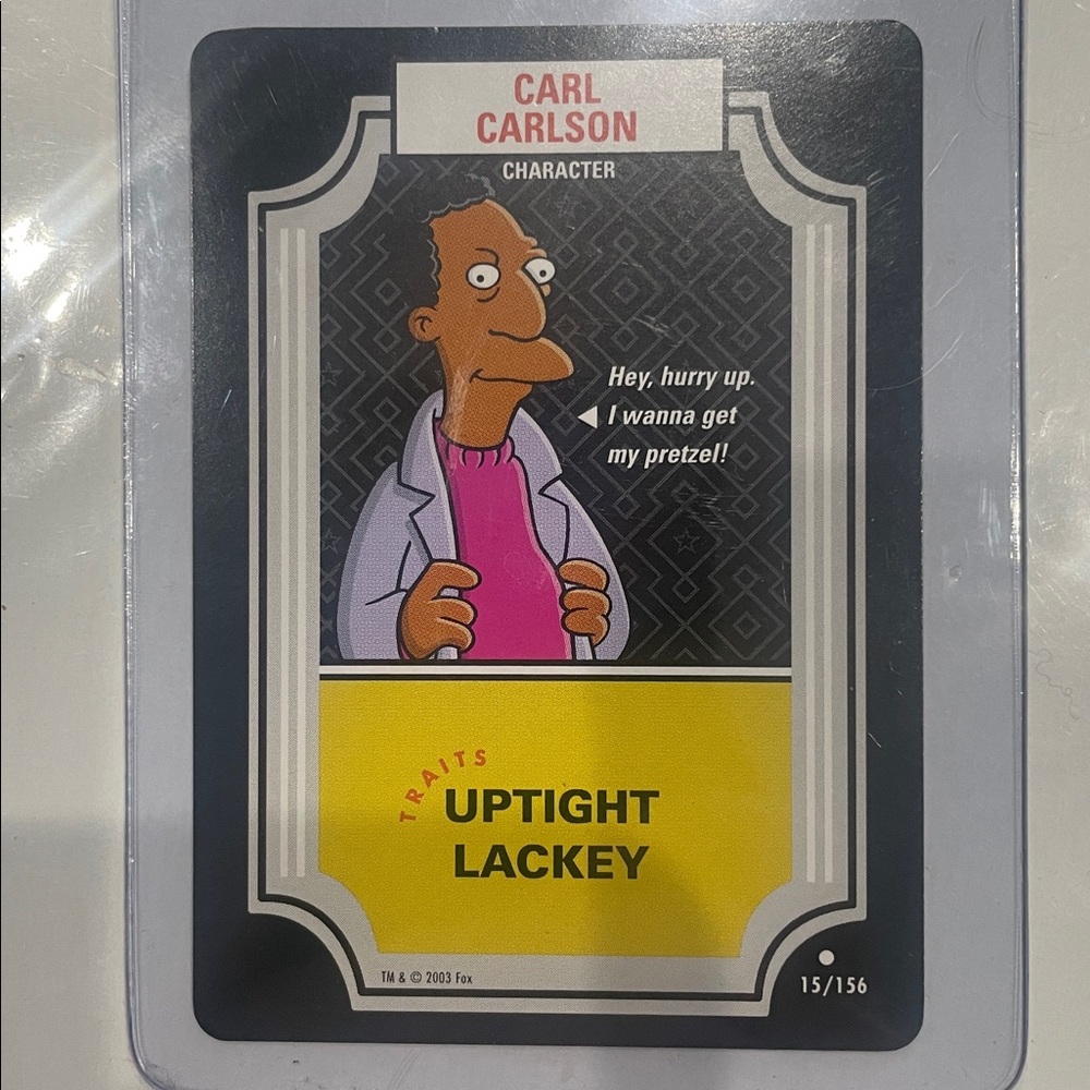 The Simpsons Trading Card - Carl Carlson #15/156 • Rare